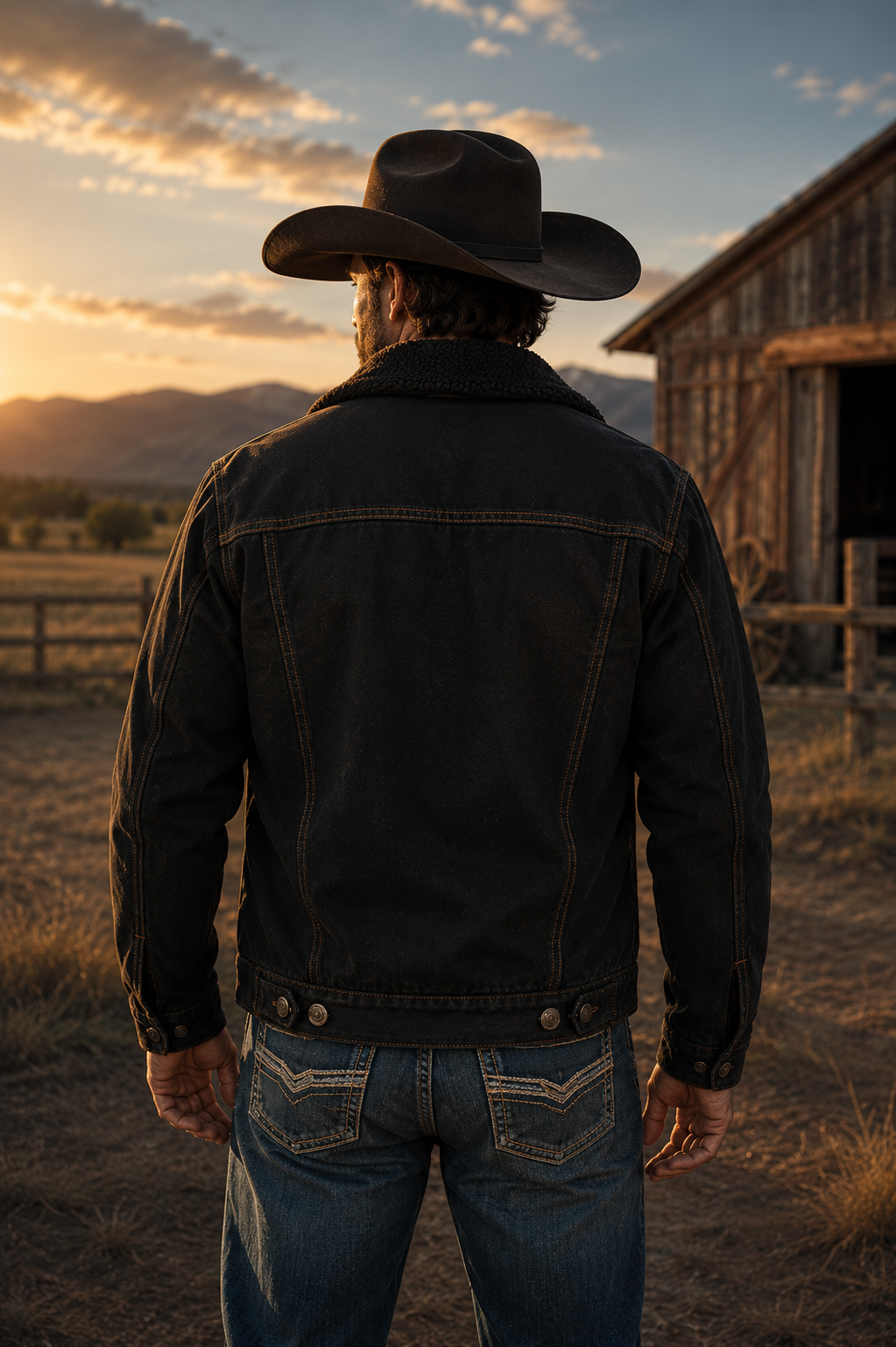 Svart Fodrad Denimjacka