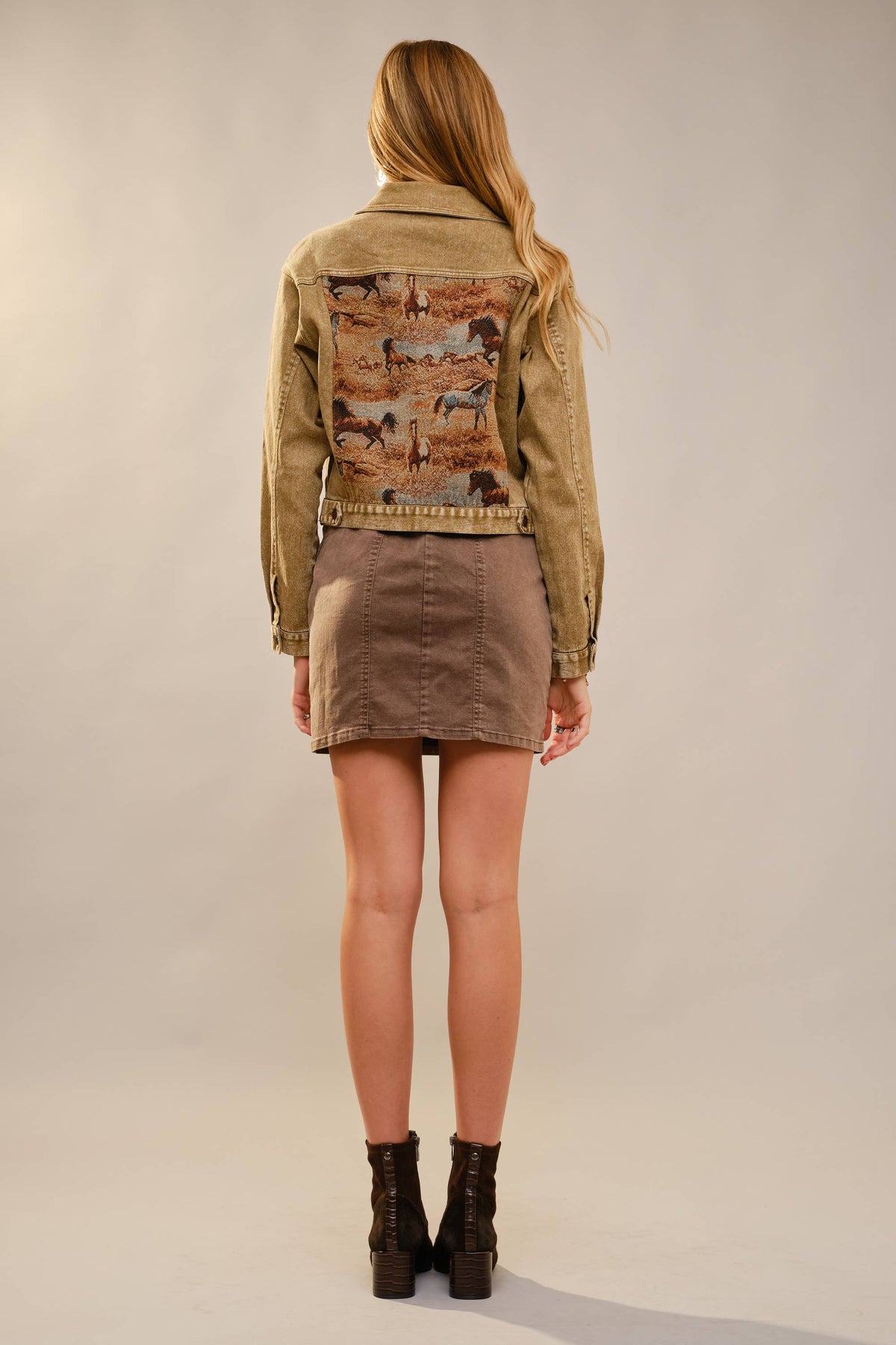 Western Tapestry - Denimjacka med hästmotiv