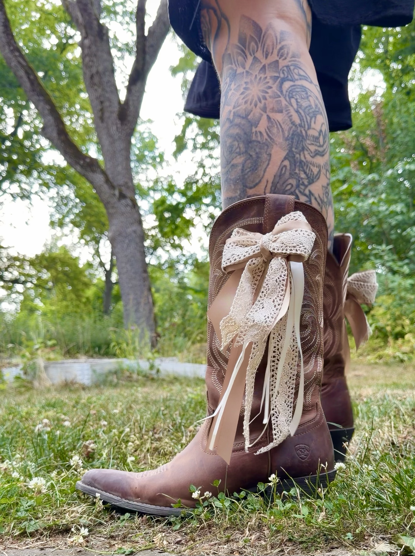 Beige Boot Bow
