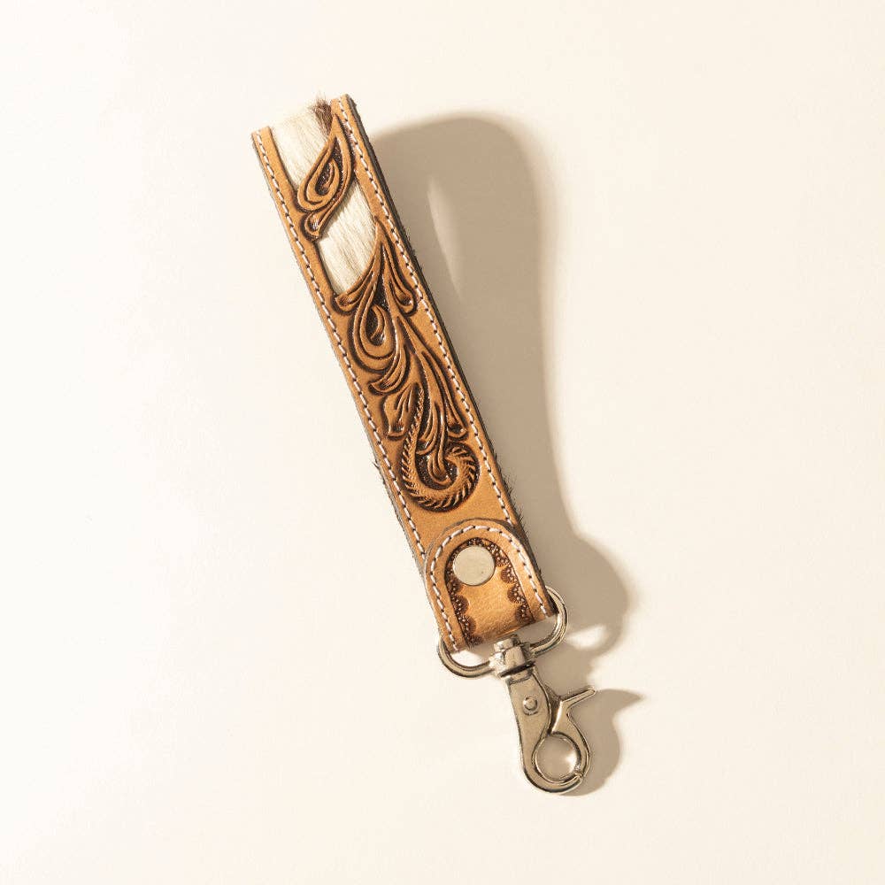 Nyckelring i läder - Bronze