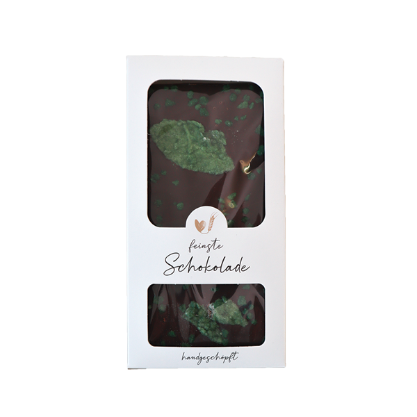 Lyxig mörk choklad med sockrade myntablommor