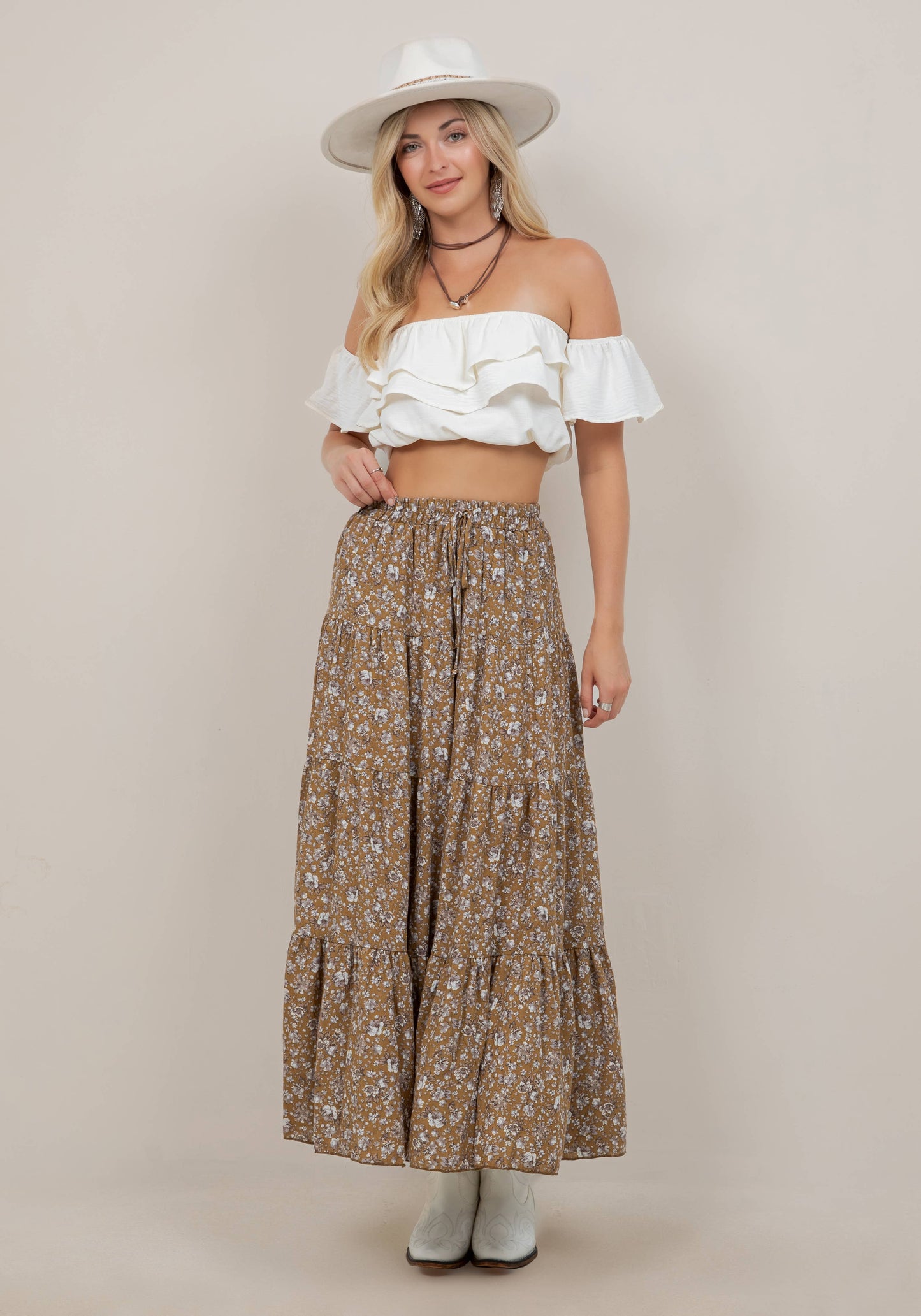 Golden Paisley Maxikjol med Fickor