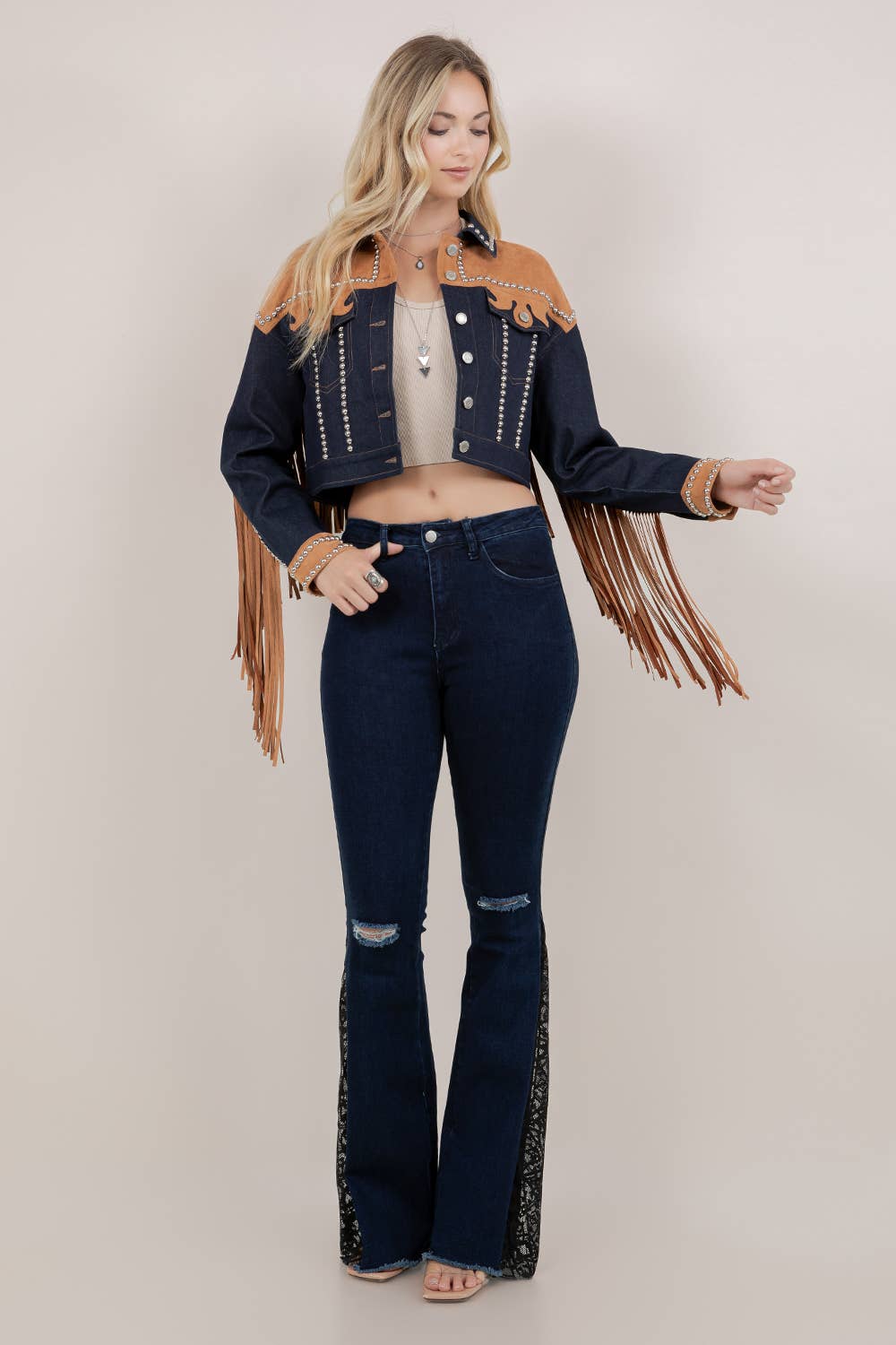 Denimjacka med fransar