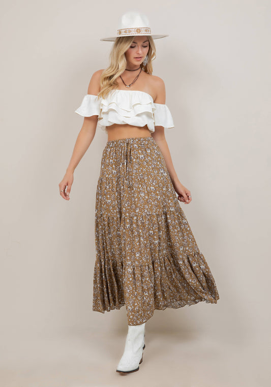 Golden Paisley Maxikjol med Fickor