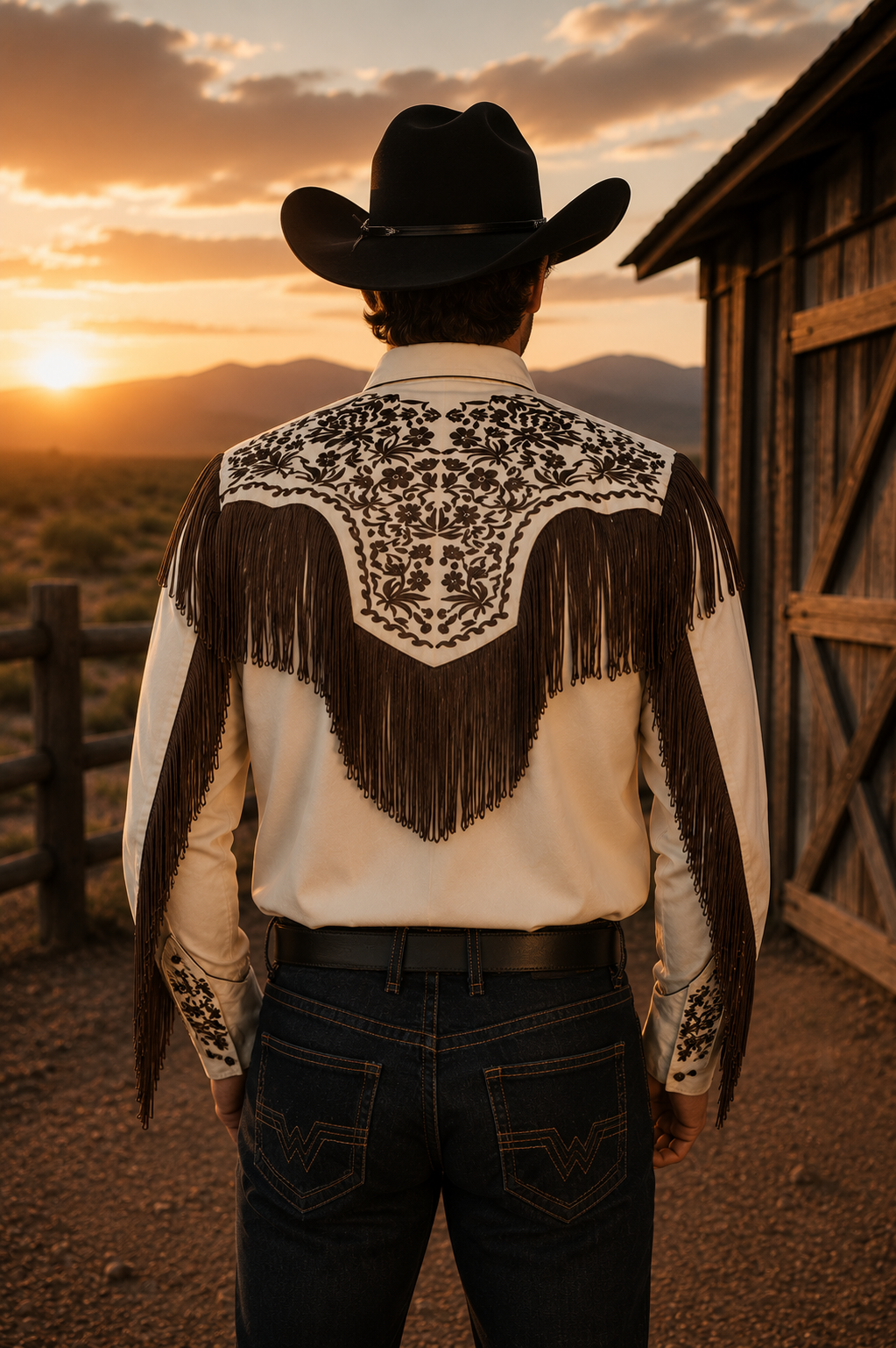 Broderad Westernskjorta med fransar
