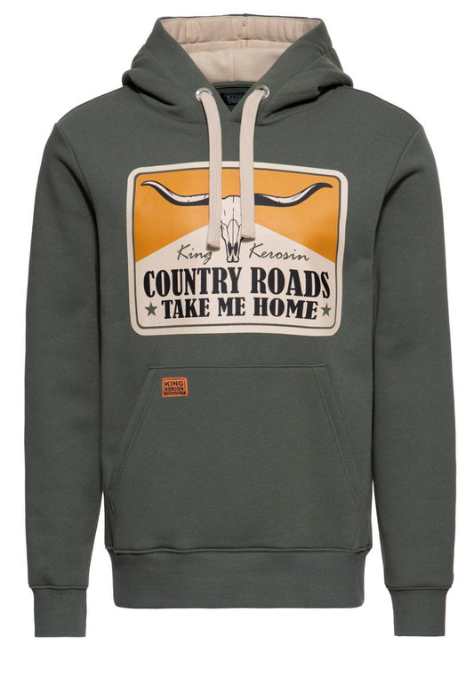 Olivgrön Hoodie Country Roads