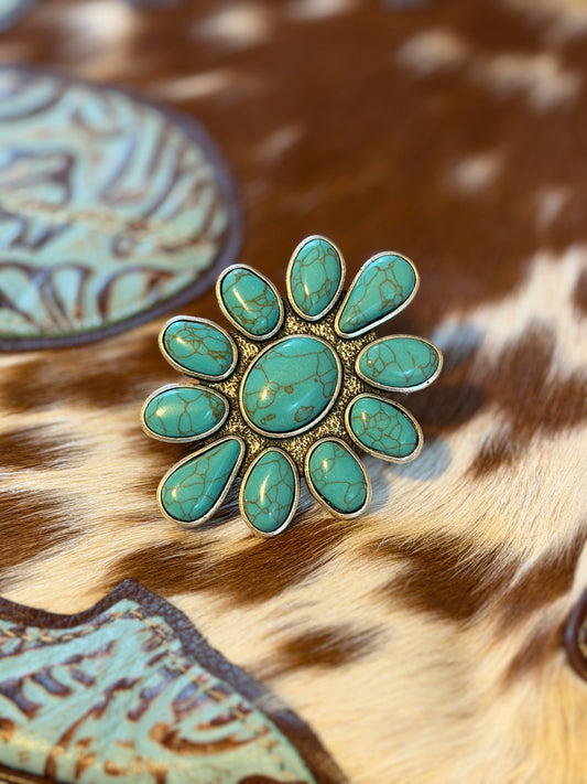 Turquoise Blossom Ring