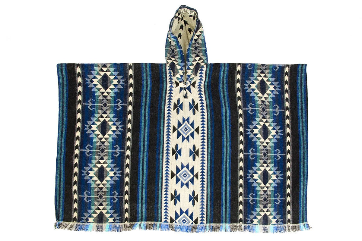 Poncho Shuar blå - Alpackaull