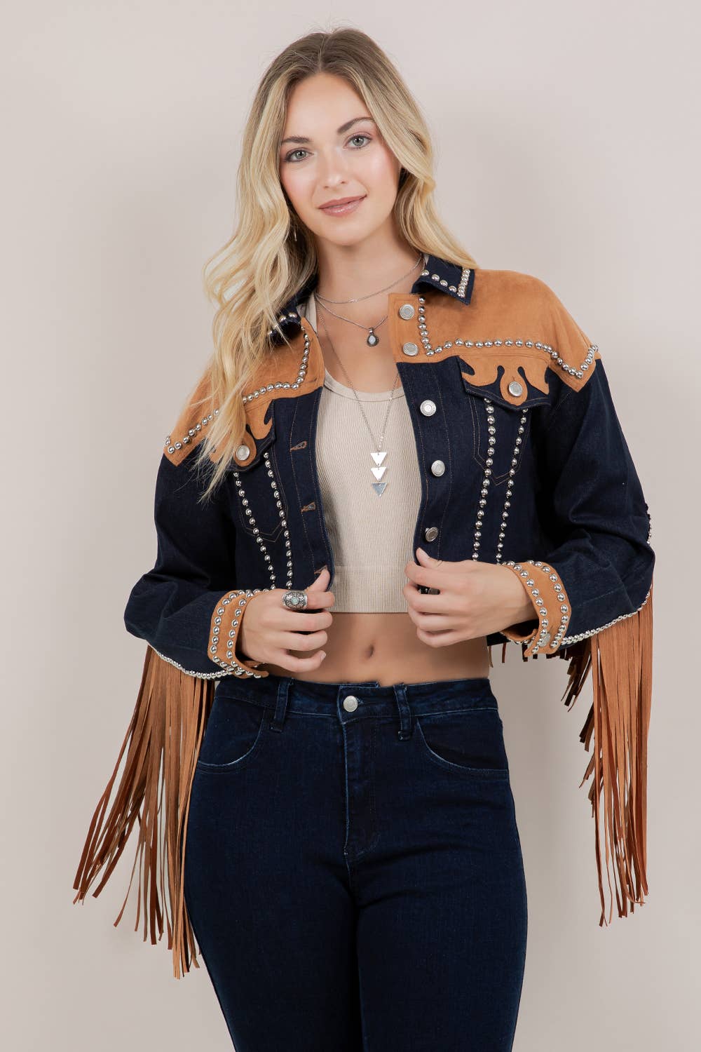 Denimjacka med fransar