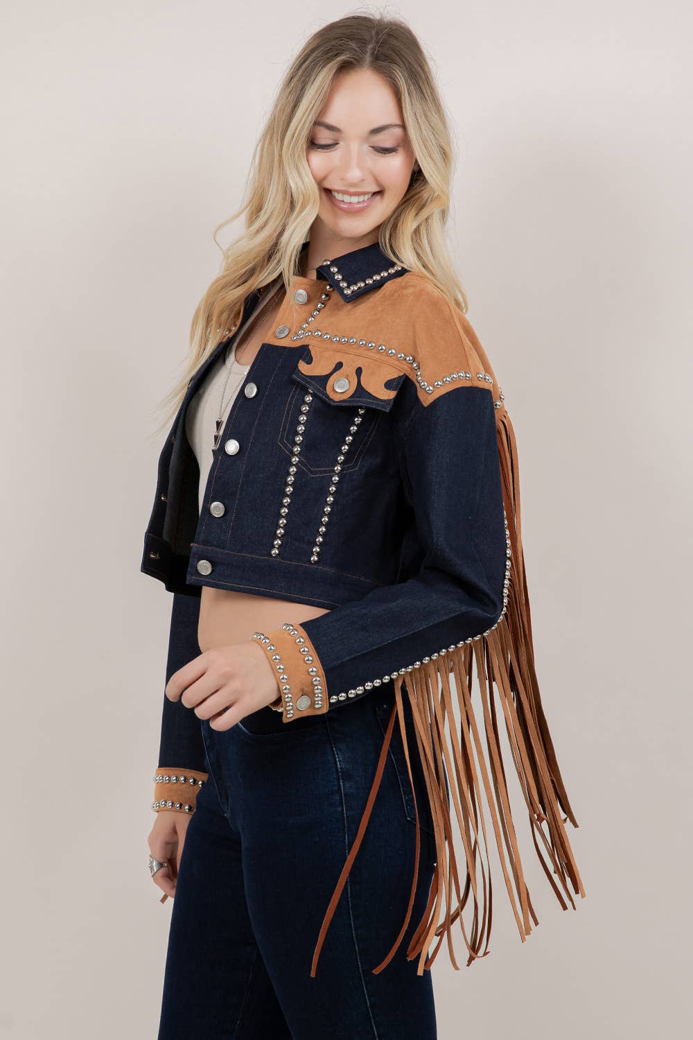 Denimjacka med fransar