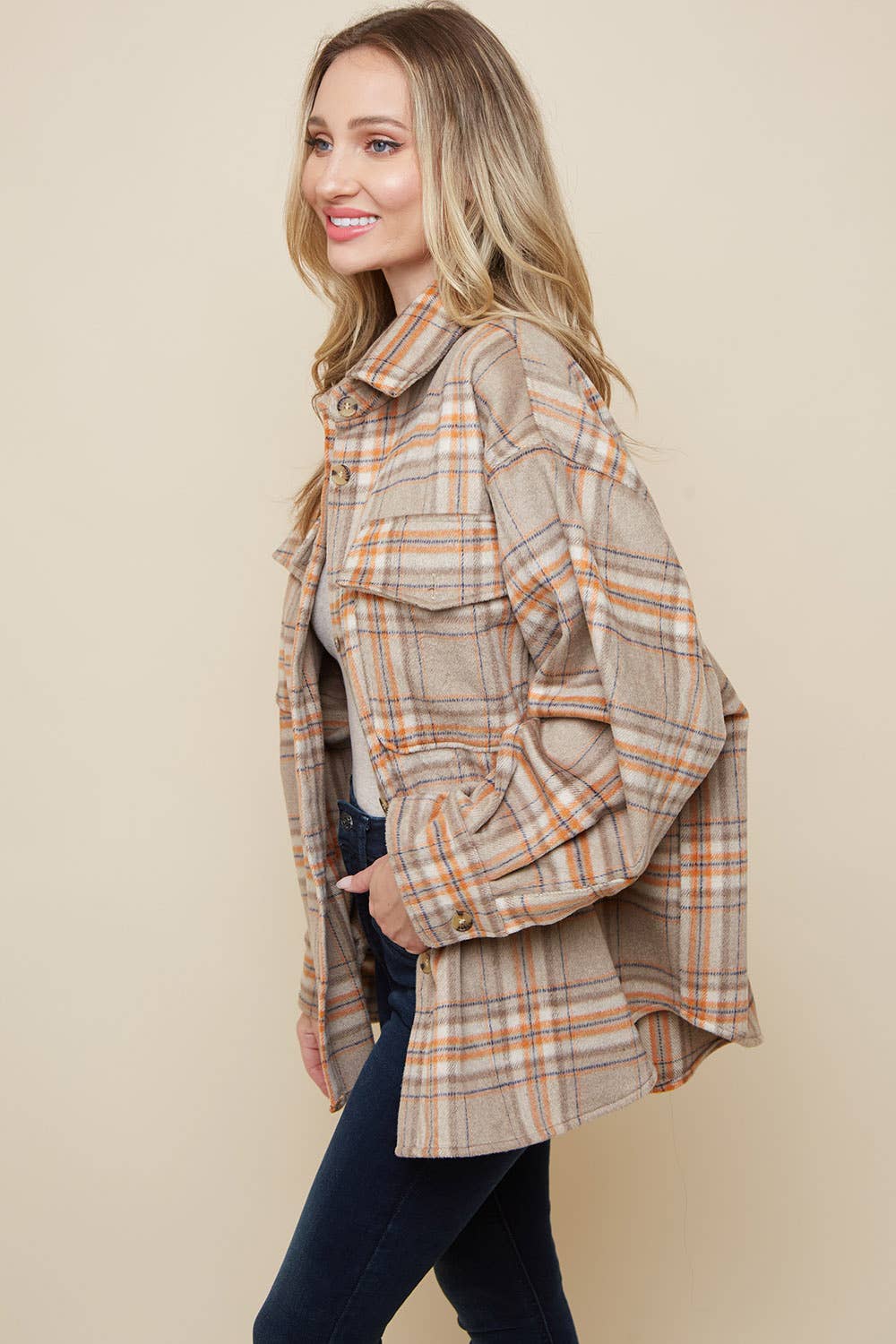 Beige Shacket Oversized