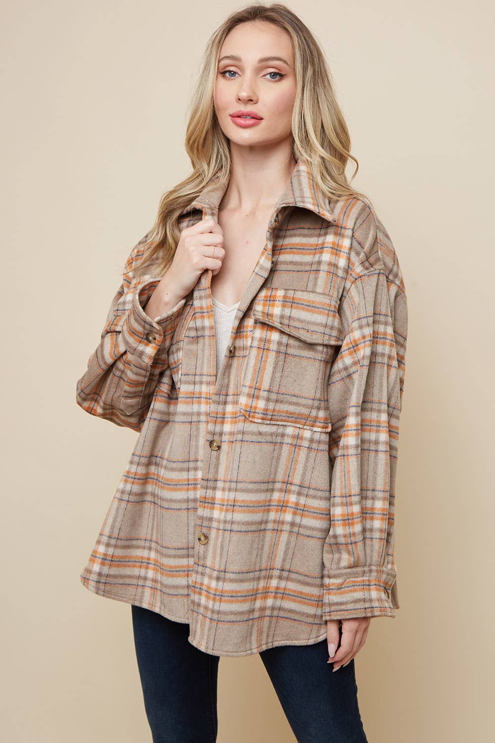Beige Shacket Oversized