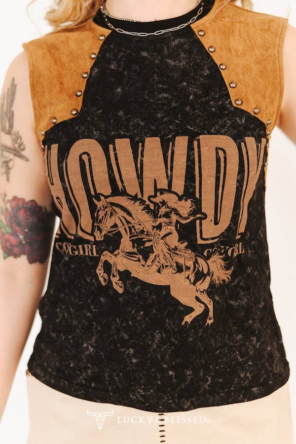 Howdy Cowgirl – Svart westernlinne med nitar