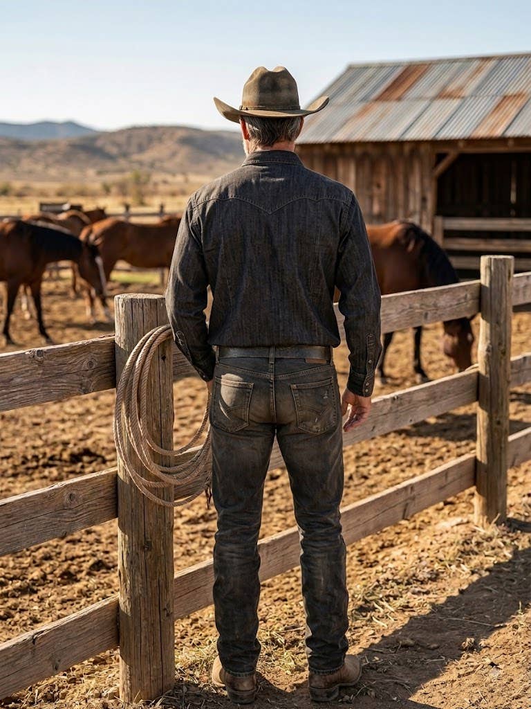 Western denimskjorta med tryckknappar