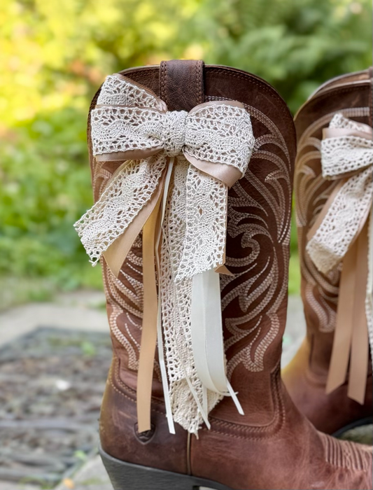 Beige Boot Bow