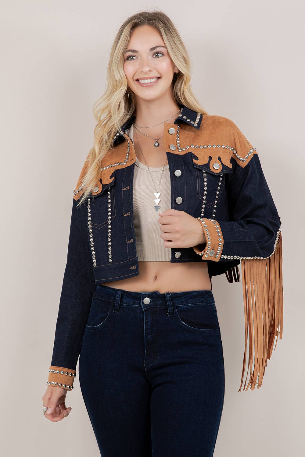 Denimjacka med fransar