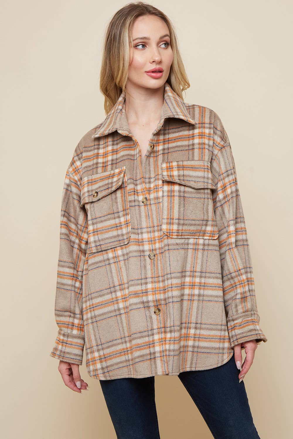 Beige Shacket Oversized