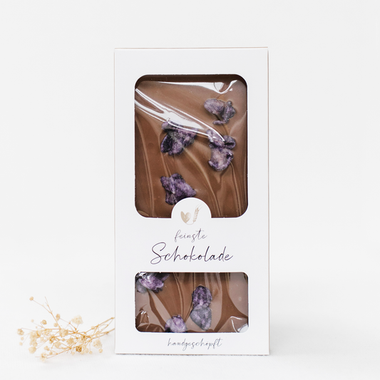 Lyxig mjölkchoklad med sockrade violer