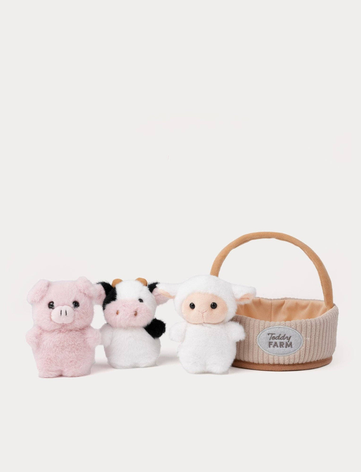 Teddy Farm – Presentkorg med 3 söta bondgårdsdjur