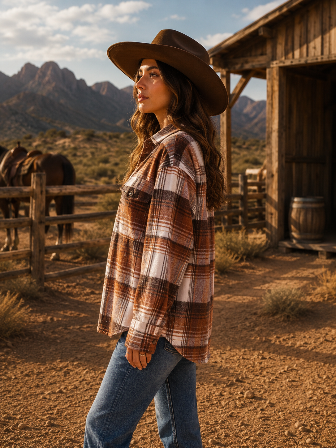 Rostbrun Shacket Oversized