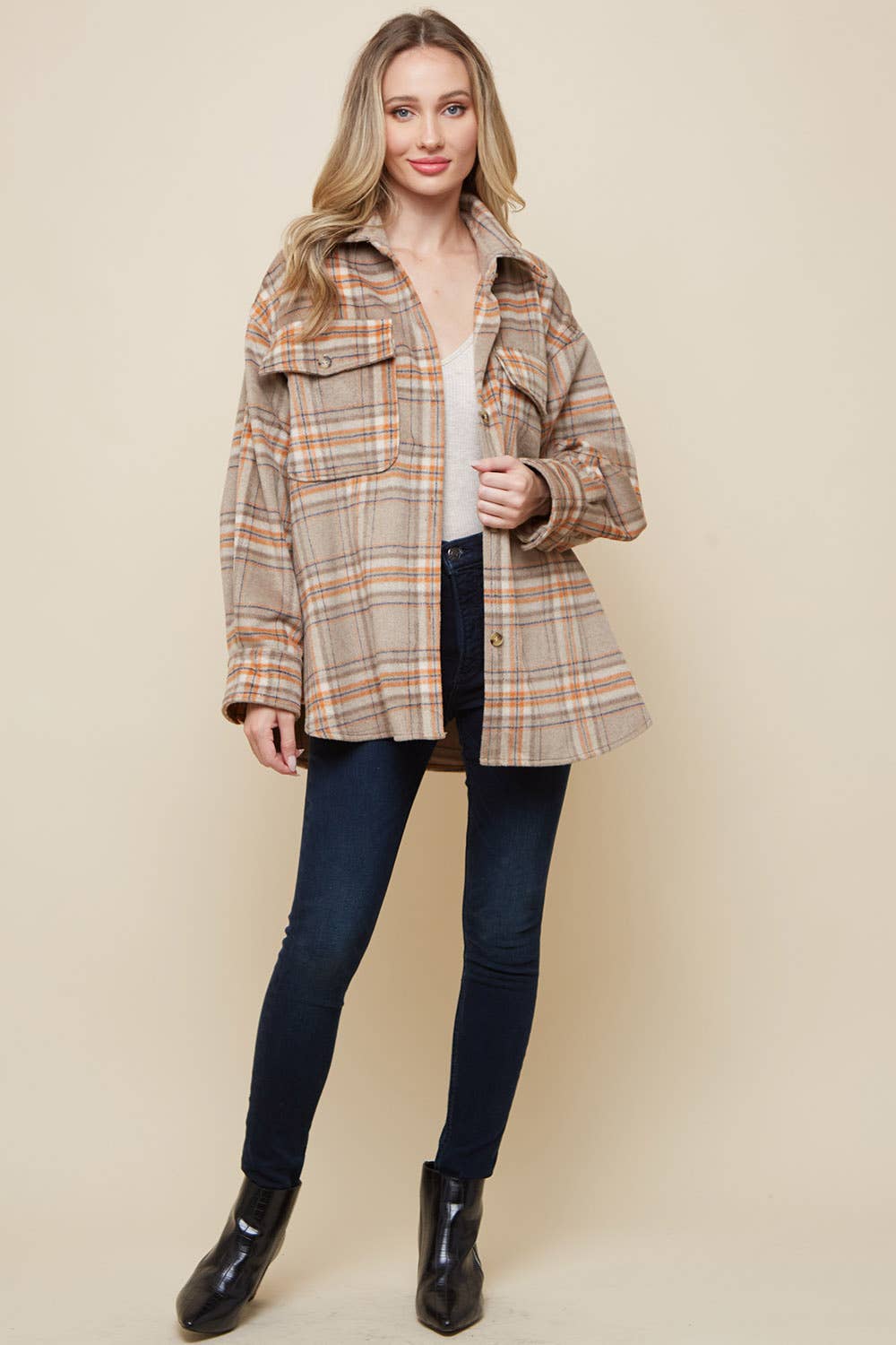 Beige Shacket Oversized