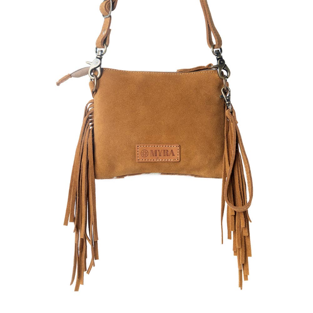 Bourbon Trail – Crossbodyväska i läder med fransar och koskinn