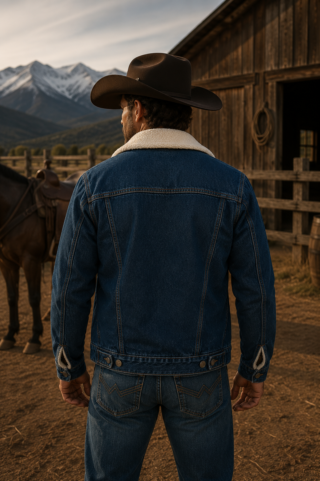 Mörkblå Fodrad Denimjacka