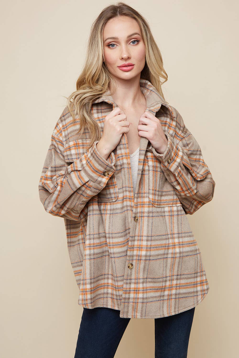 Beige Shacket Oversized