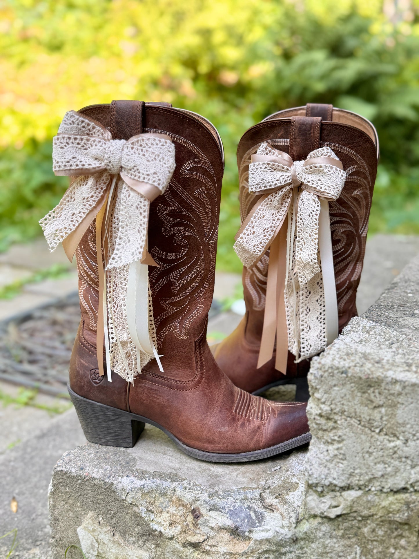 Beige Boot Bow