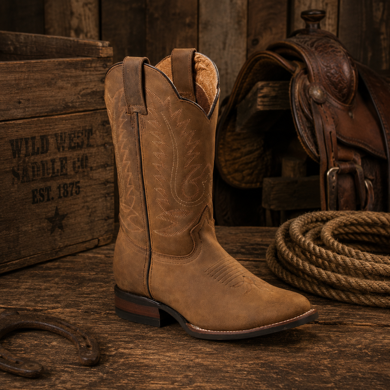 Westernboots i 100% läder