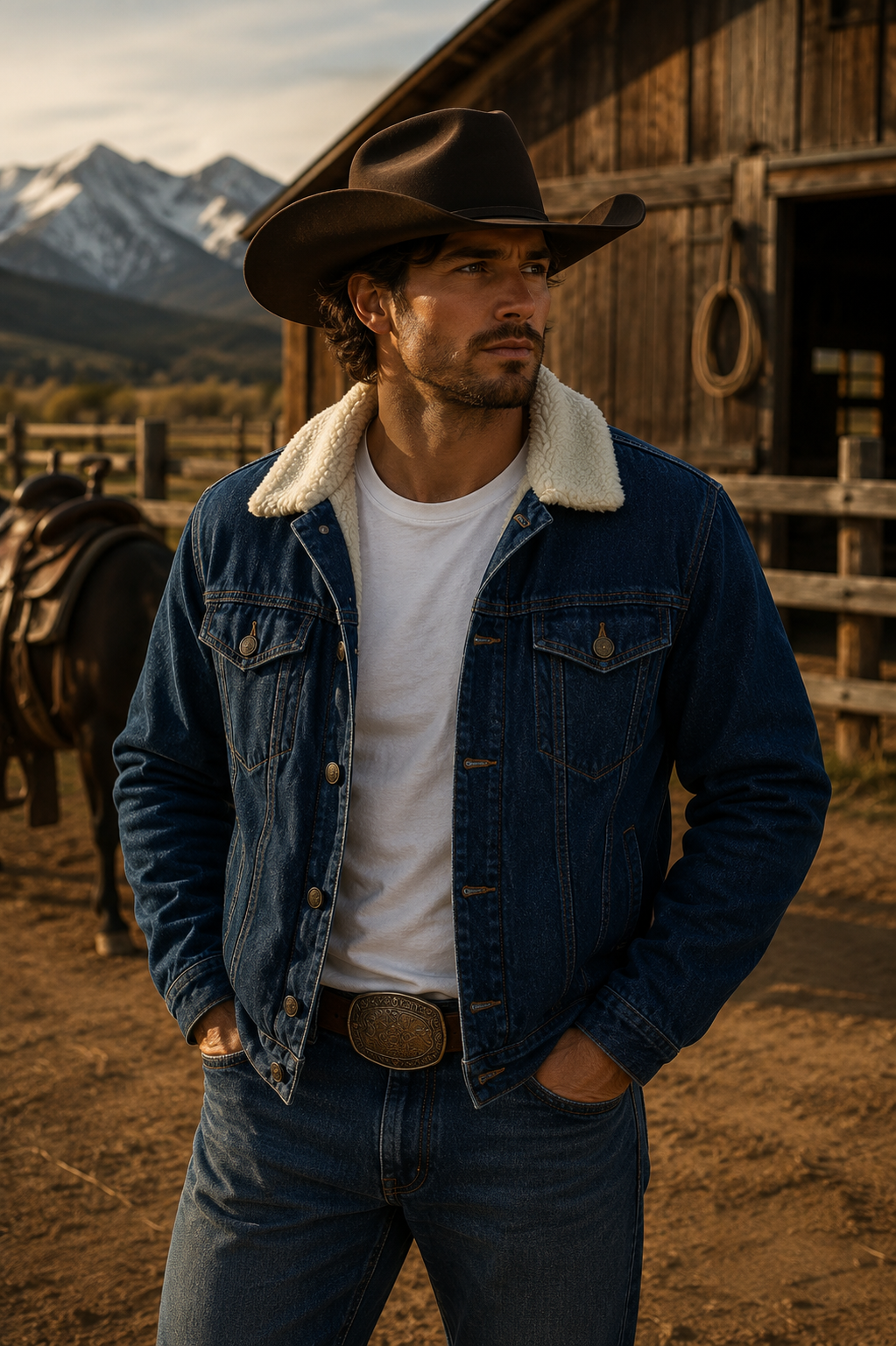Mörkblå Fodrad Denimjacka