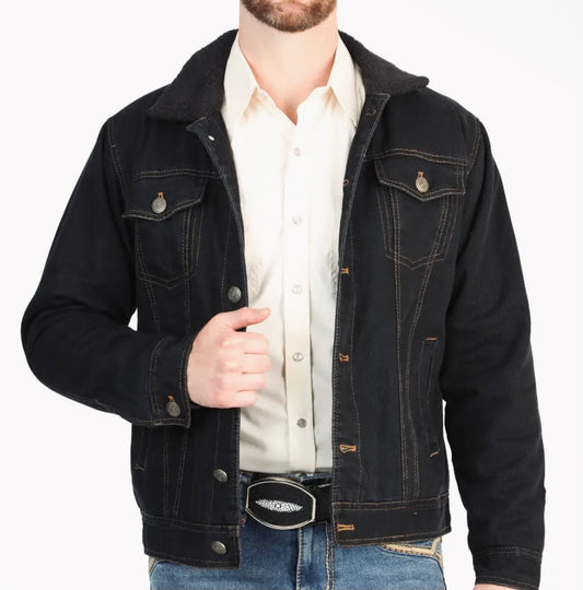 Svart Fodrad Denimjacka