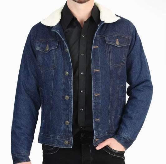 Mörkblå Fodrad Denimjacka