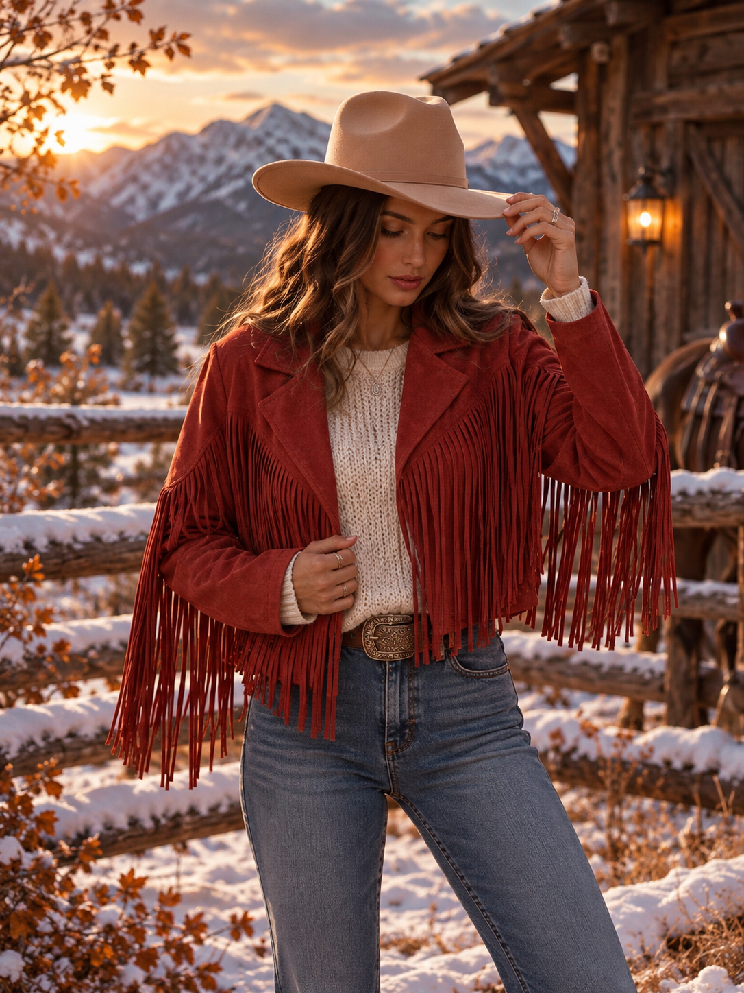 Rust Fringe Western Jacket