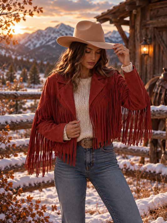 Rust Fringe Western Jacket