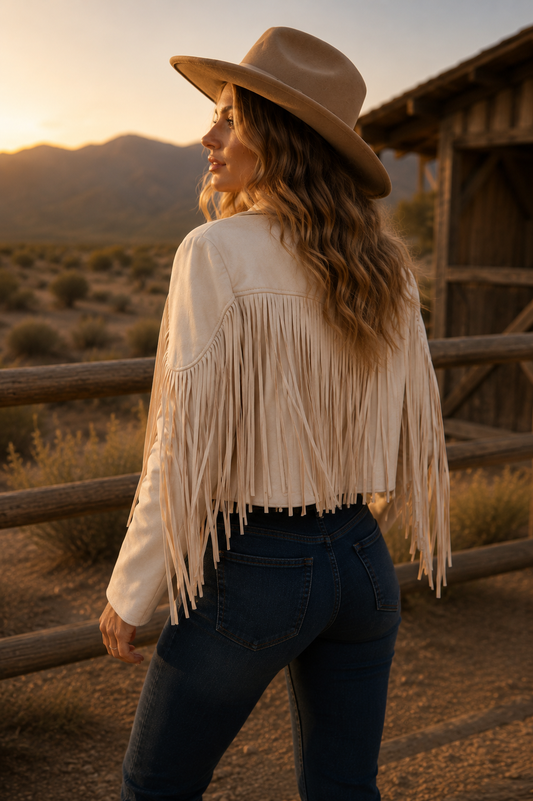 Dakota Fringe Jacket – Cream