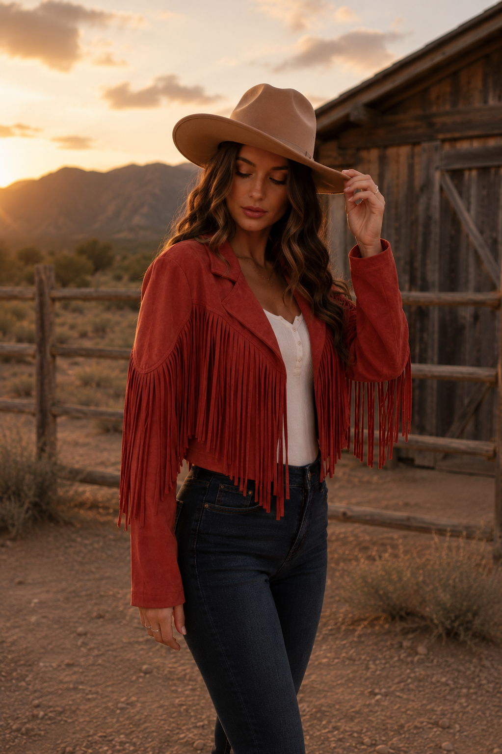 Rust Fringe Western Jacket