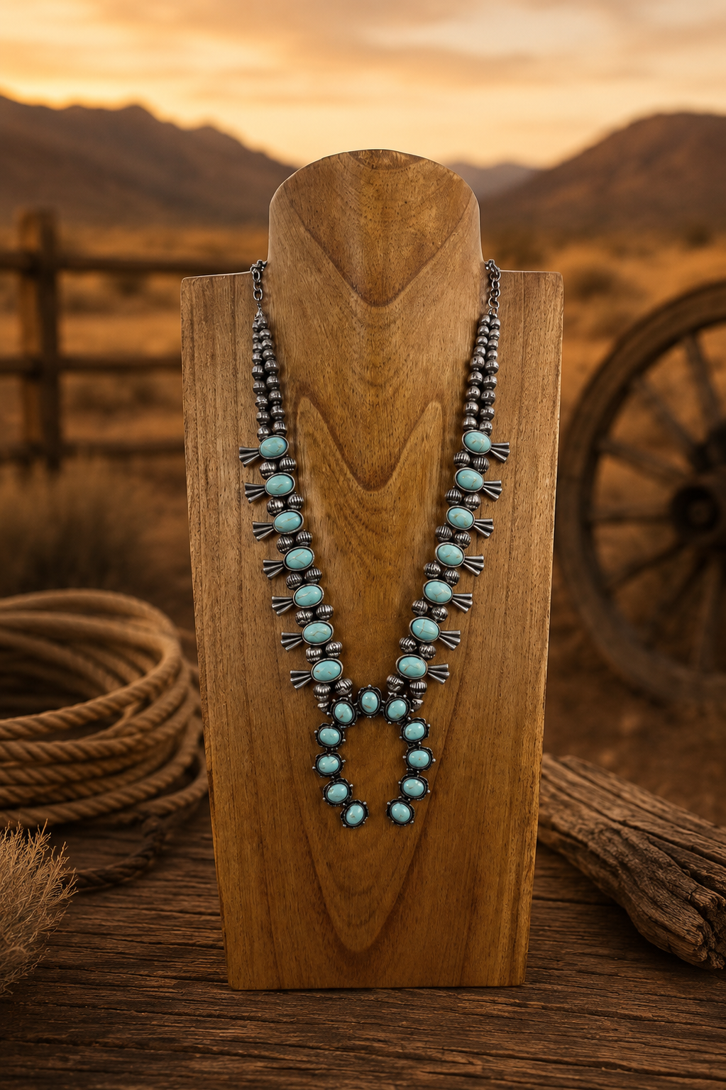 Westernhalsband med turkosa stenar