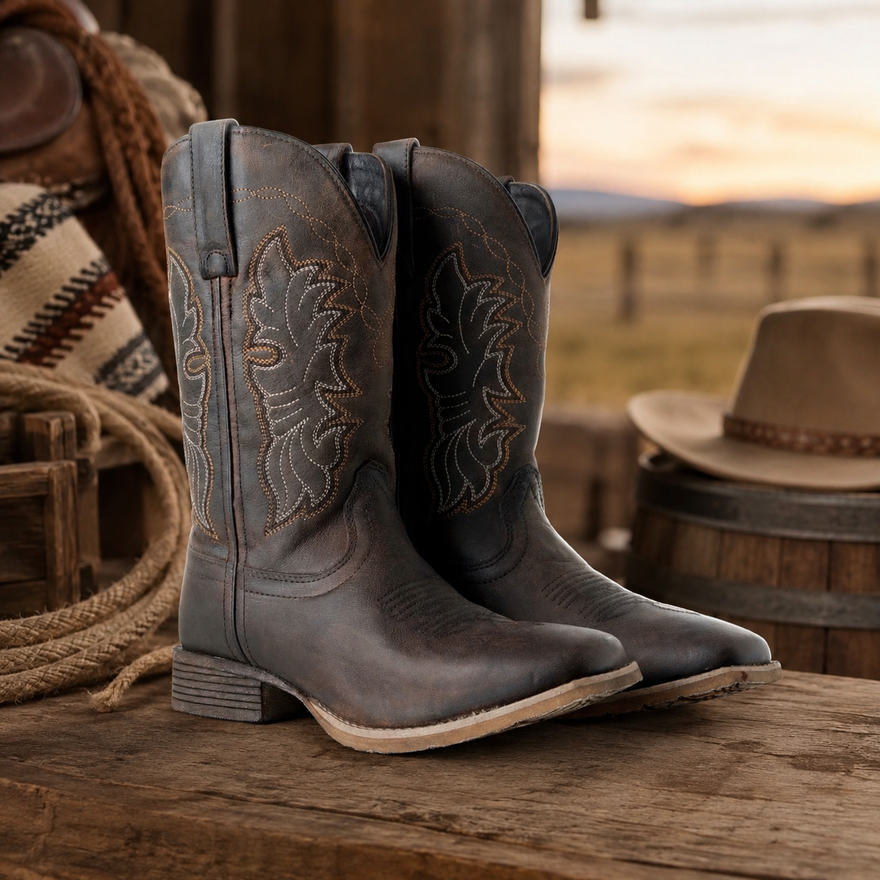 Brown Leather Cowboy Boots