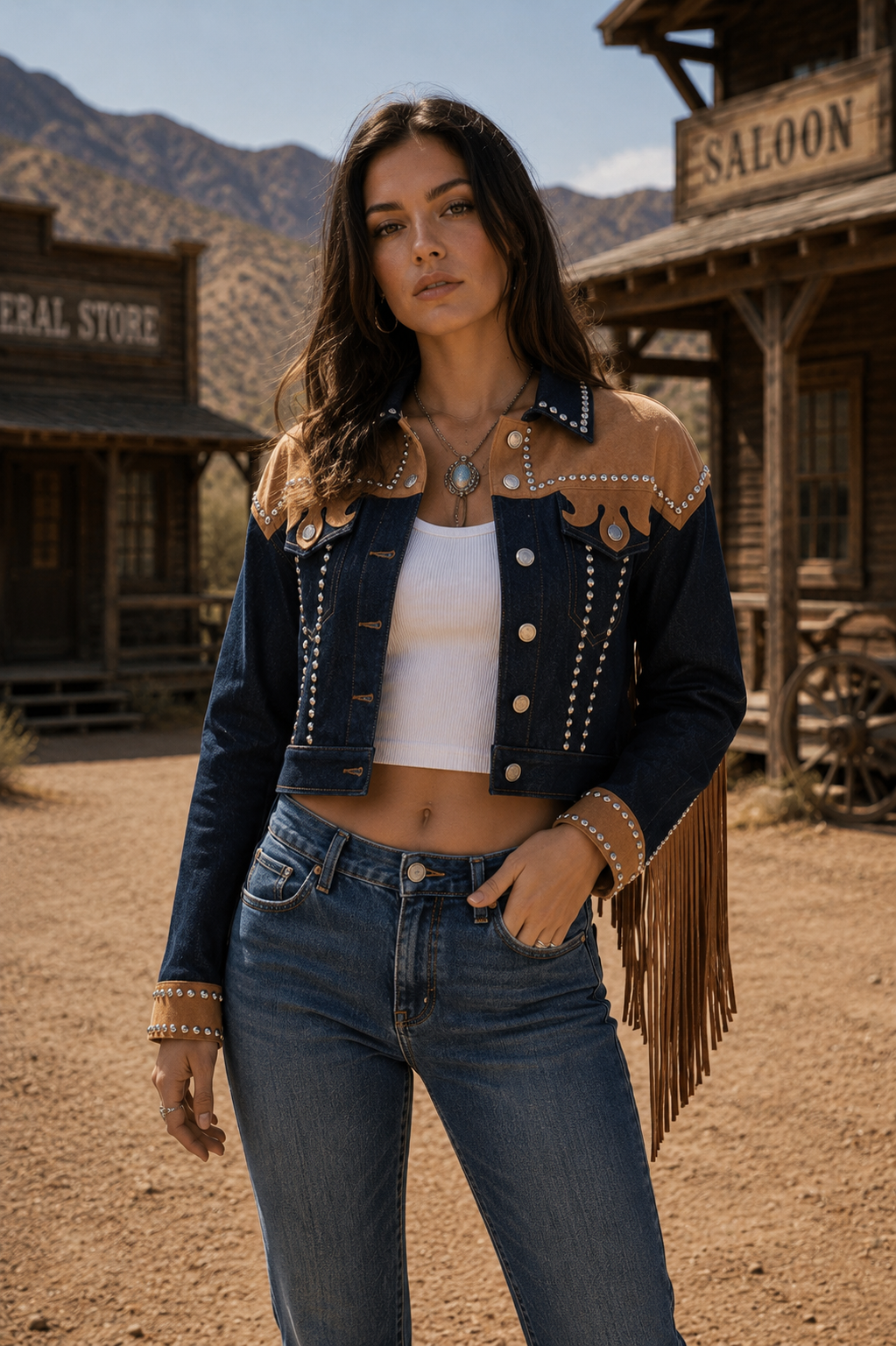 Denimjacka med fransar