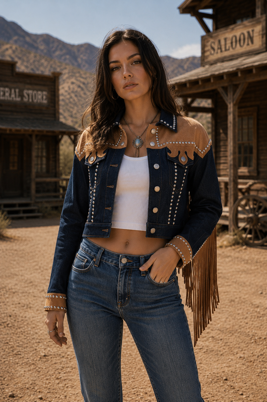 Denimjacka med fransar