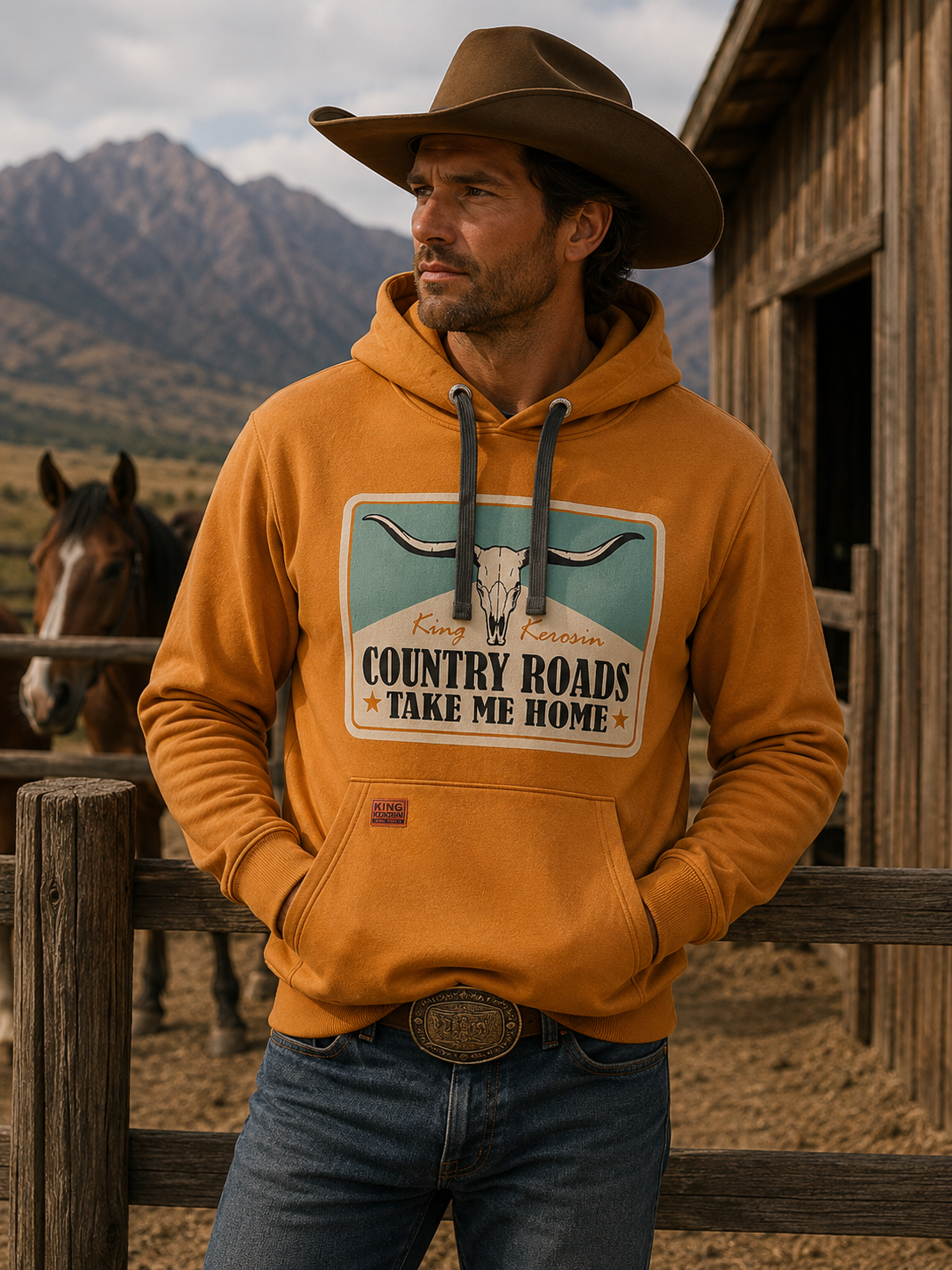 Orange Hoodie Country Roads