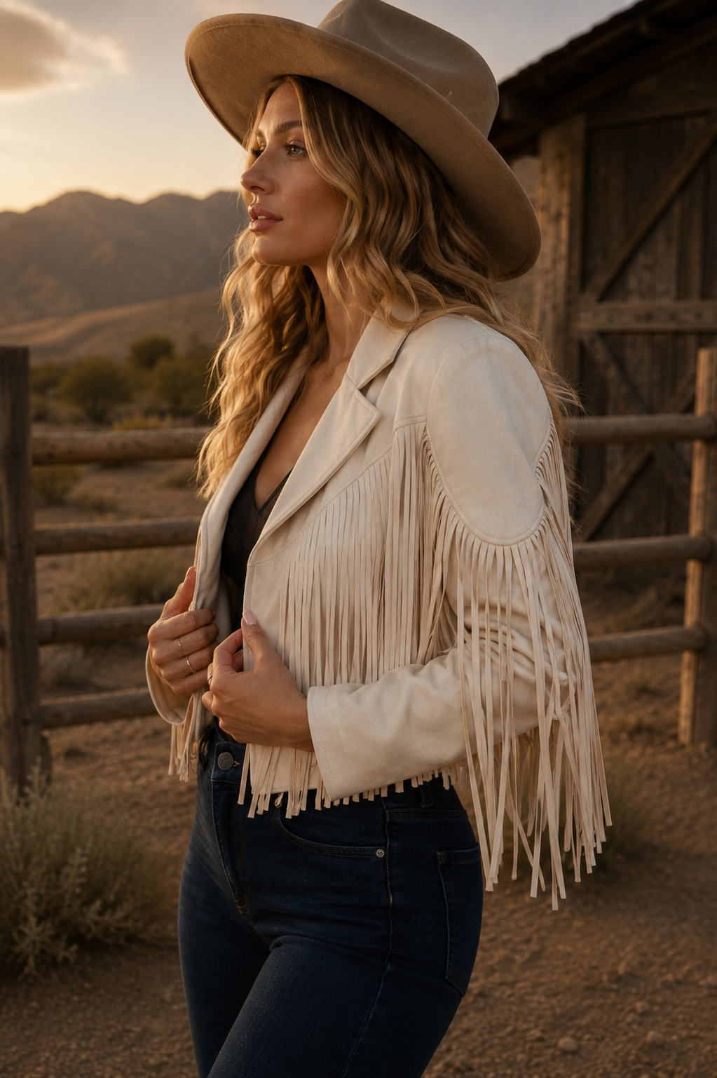 Dakota Fringe Jacket – Cream