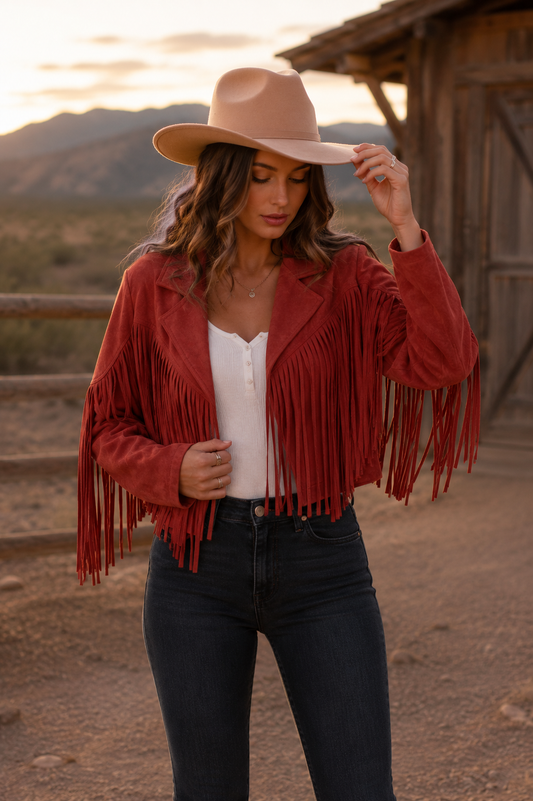 Rust Fringe Western Jacket