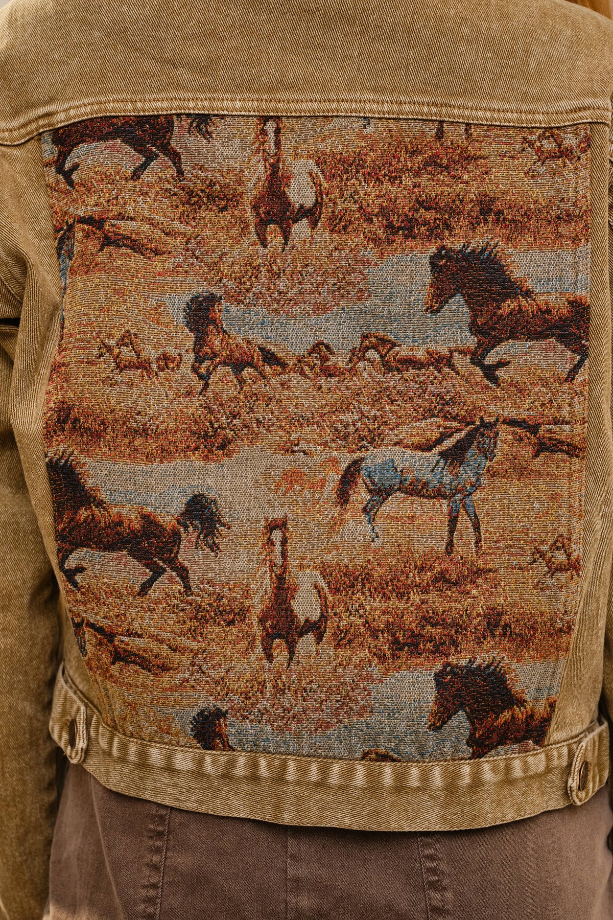 Western Tapestry - Denimjacka med hästmotiv