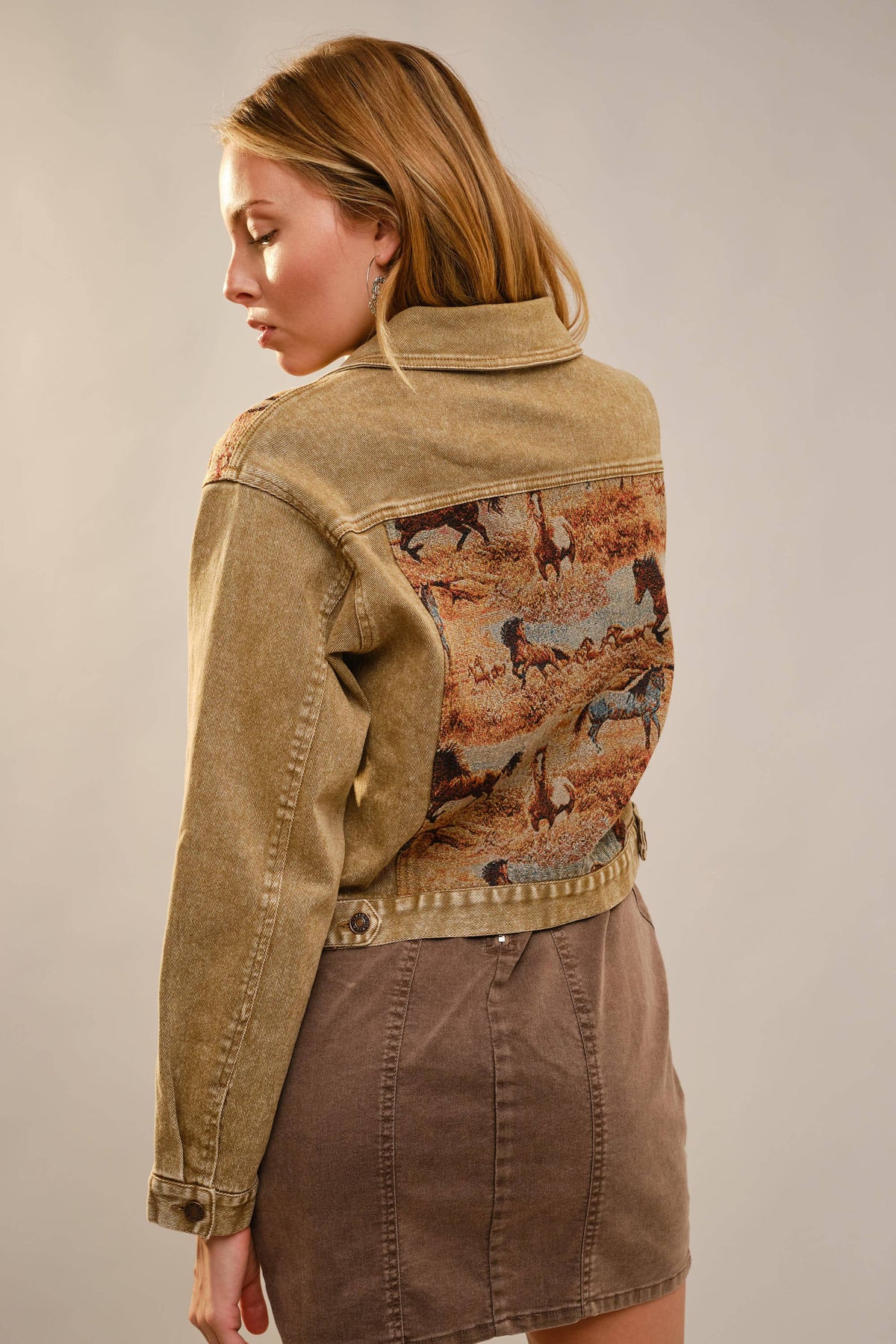Western Tapestry - Denimjacka med hästmotiv