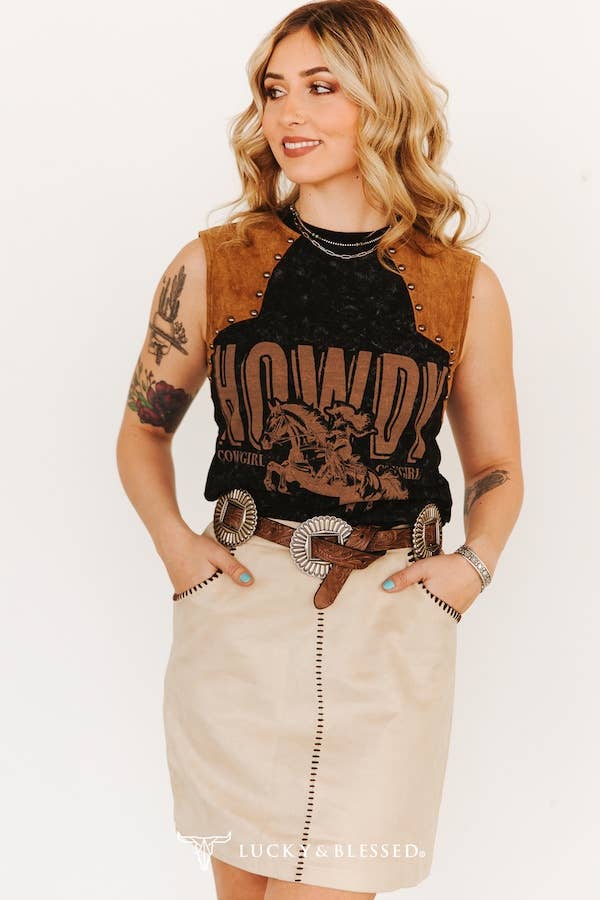 Howdy Cowgirl – Svart westernlinne med nitar