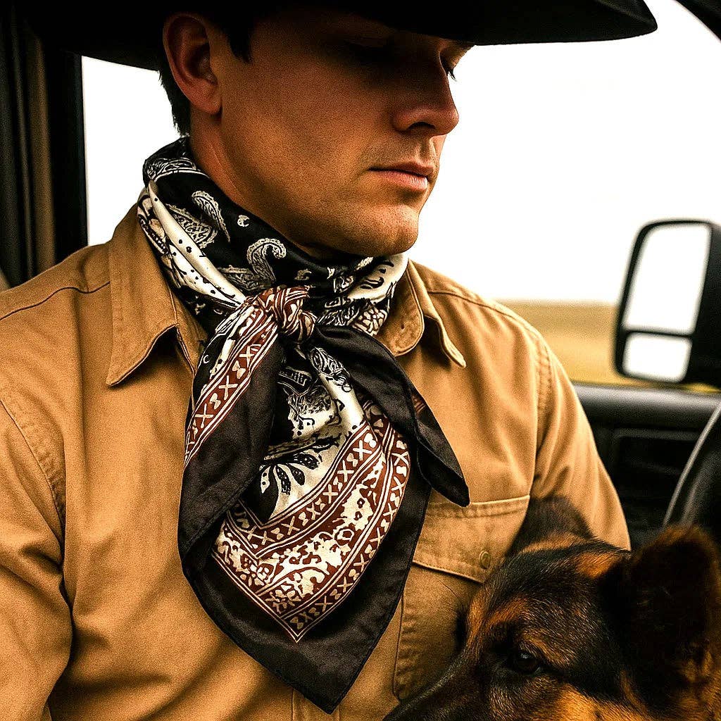 Tvåfärgad svart paisley Wild rag
