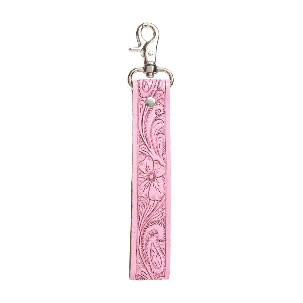 Nyckelring i läder - rosa