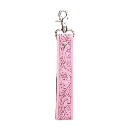 Nyckelring i läder - rosa